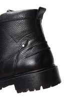 Men's Black Leather Boots Flat Boots | Derimod