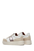 Women's Beige Leather Thick Soled Sneaker | Derimod