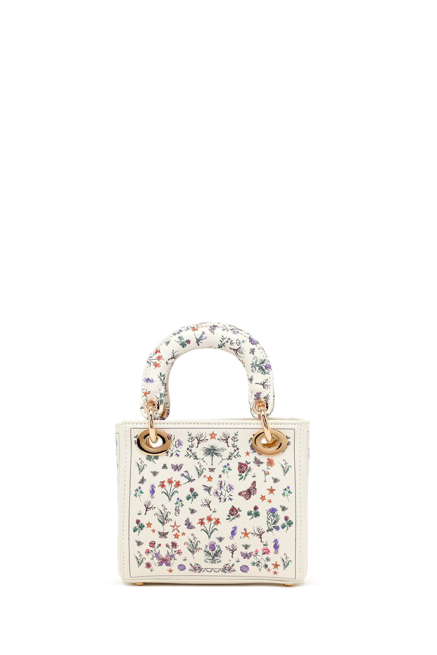 Woman Multicolored Patterned Mini Evening Bag with Long Chain Strap