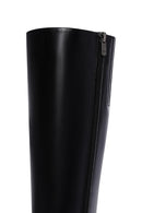 Women's Black Zippered Thick Soled Leather Boots | Derimod