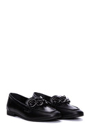 Women's Black Leather Buckle Loafer | Derimod