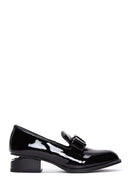 Women's Black Heeled Patent Leather Masculine Loafer | Derimod