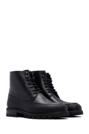 Men's Black Leather Zippered Casual Boots | Derimod