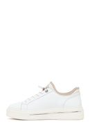 Men's White Lace-up Thick-Sole Leather Sneaker | Derimod