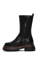 Women's Black Zippered Leather Boots | Derimod