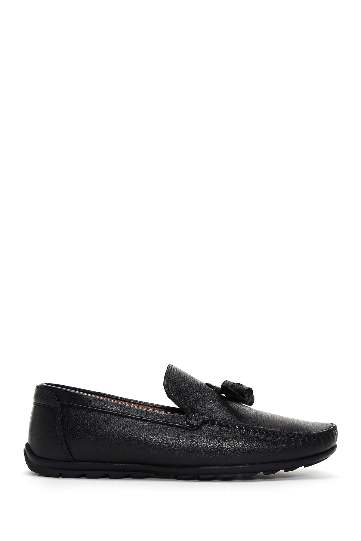 Men's Black Leather Tasseled Casual Loafer 23SFD6574FT | Derimod