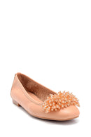 Women's Leather Bead Detailed Ballerinas | Derimod