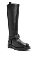 Women's Black Buckle Detailed Leather Boots | Derimod