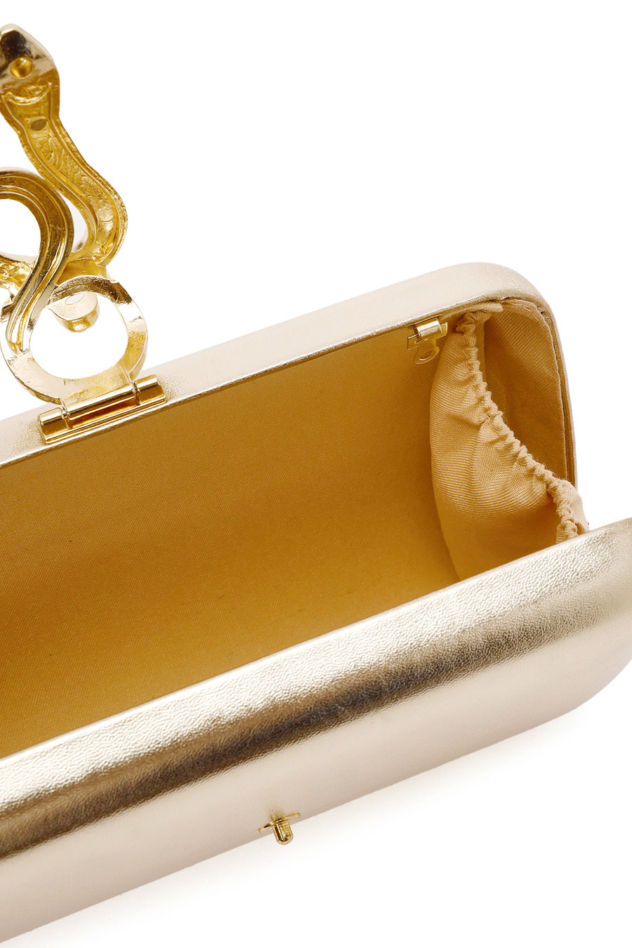 Women's Gold Accessory Detailed Long Chain Strap Mini Clutch Bag