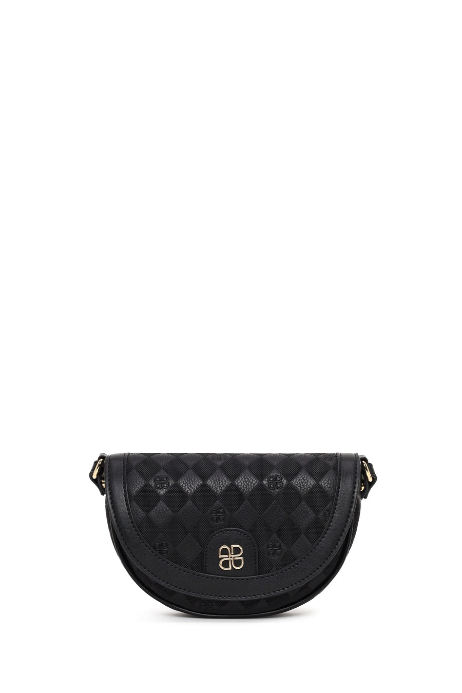 Woman Black Long-Strap Printed Mini Crossbody Bag