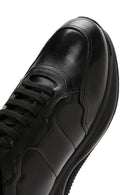 Men's Black Lace-up Thick-Sole Leather Casual Sneaker | Derimod