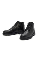 Male Black Zip Closure Leather Casual Boots | Derimod