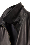 Capri Women's Black Short Leather Jacket | Derimod