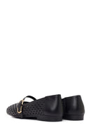 Women's Black Buckle Leather Ballerinas | Derimod
