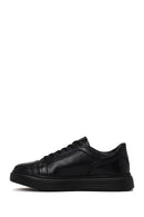 Male Black Lace-Up Thick-Soled Leather Sneaker | Derimod