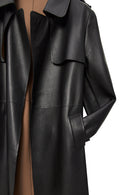 Los Angeles Women's Black Jacket Collar Leather Coat | Derimod