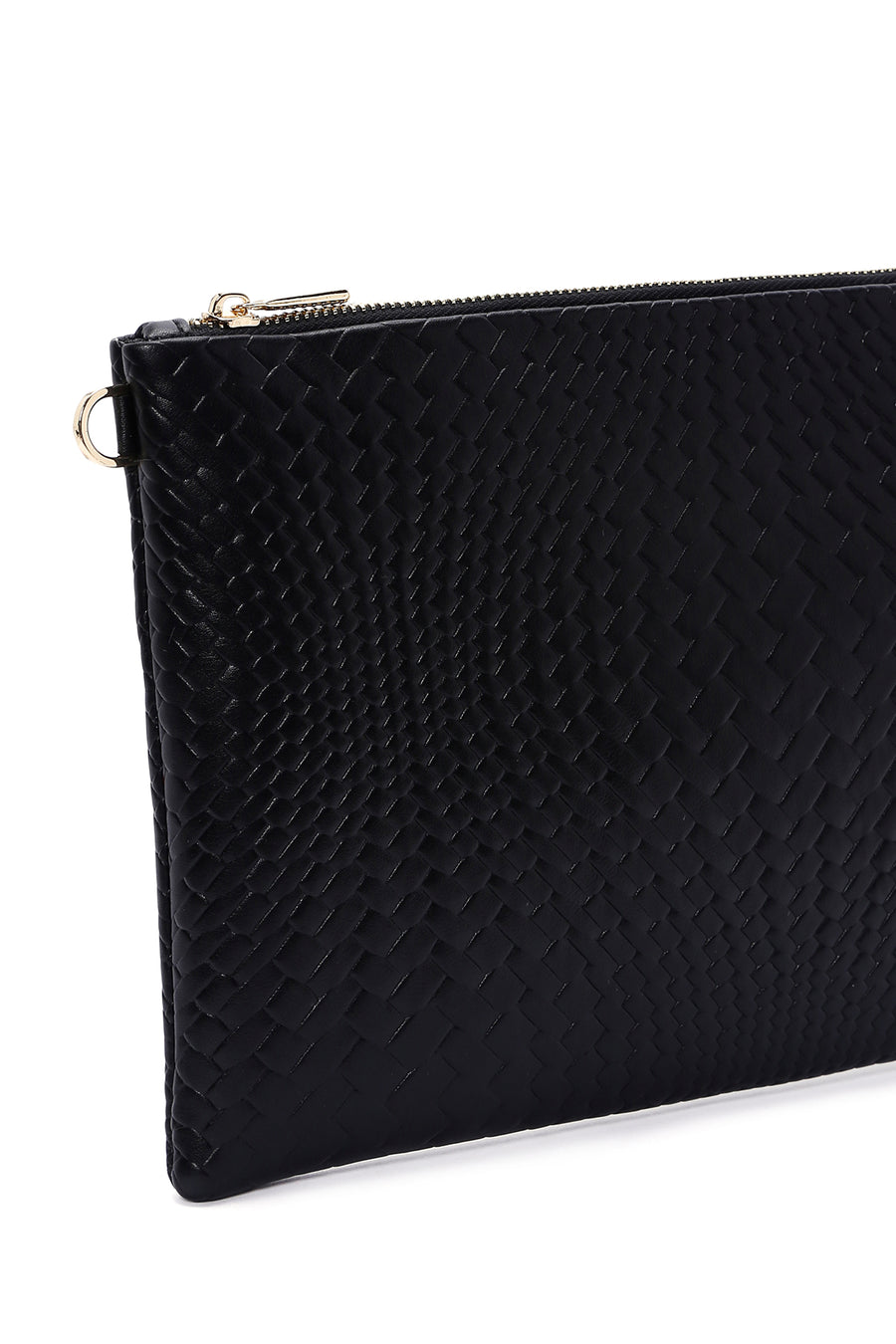 Women's Black Chain Strap Braided Clutch Bag