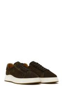 Male Khaki Lace-Up Thick-Soled Suede Leather Sneaker | Derimod