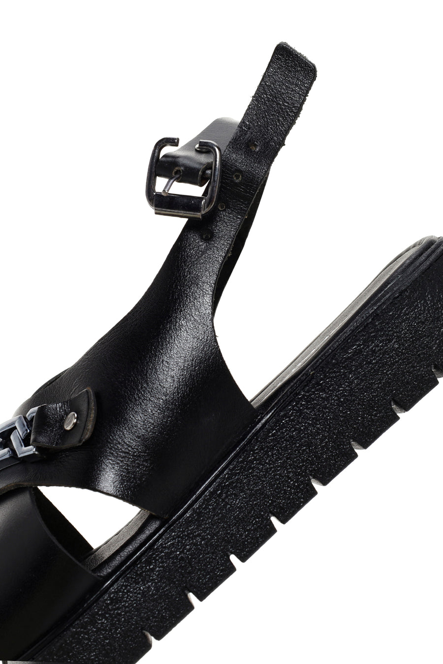 Women's Black Ankle Strap Leather Sandals