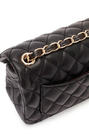 Women's Black Long Strap Quilted Mini Crossbody Bag | Derimod