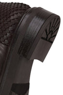 Woman Brown Zip Closure Printed Leather Boots | Derimod