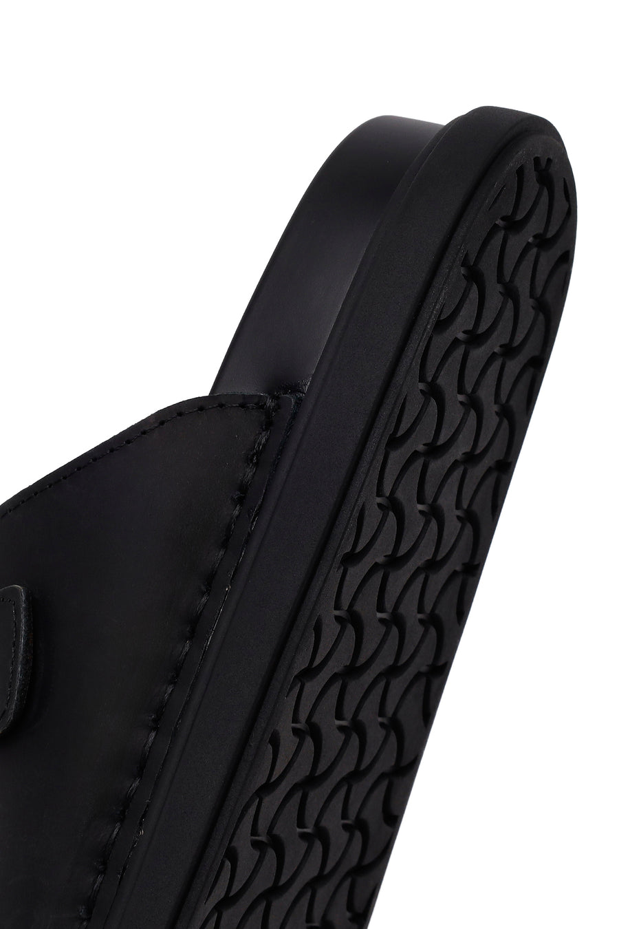 Male Black Double-Buckle Nubuck Leather Slipper