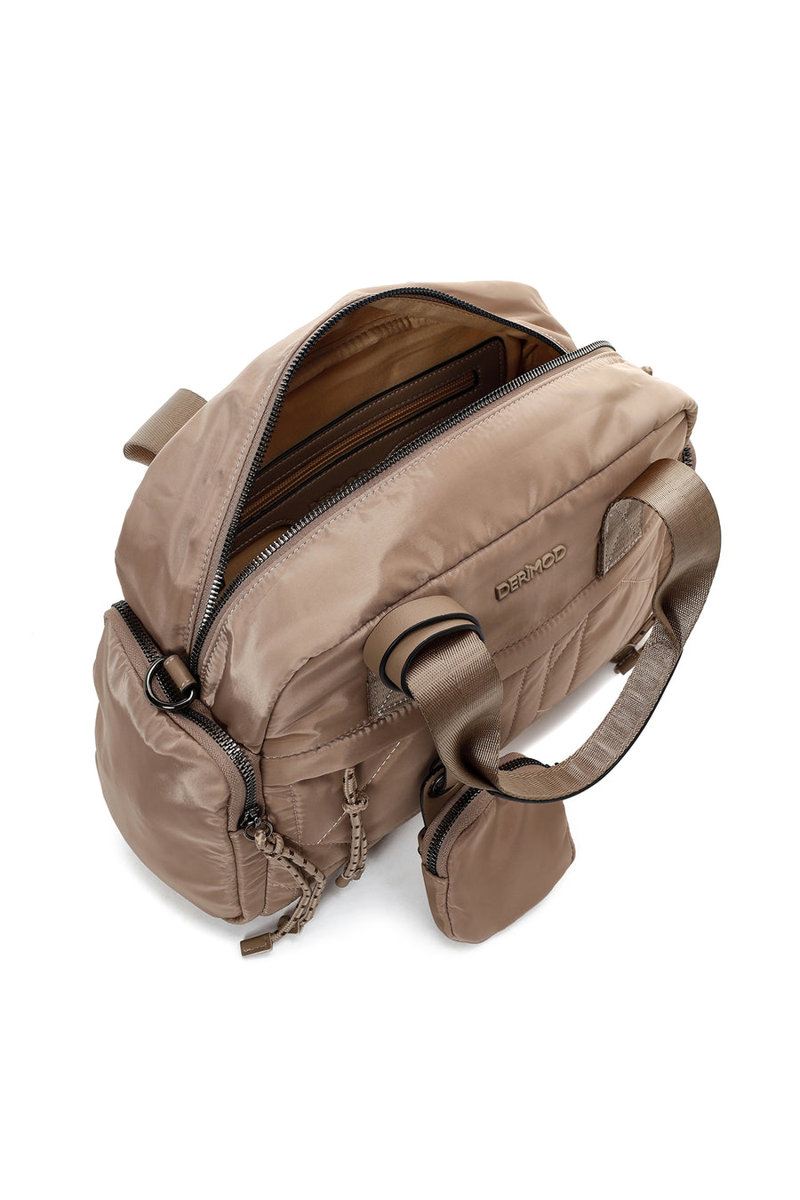 Women's Beige Long Strap Accessory Detailed Fabric Handbag