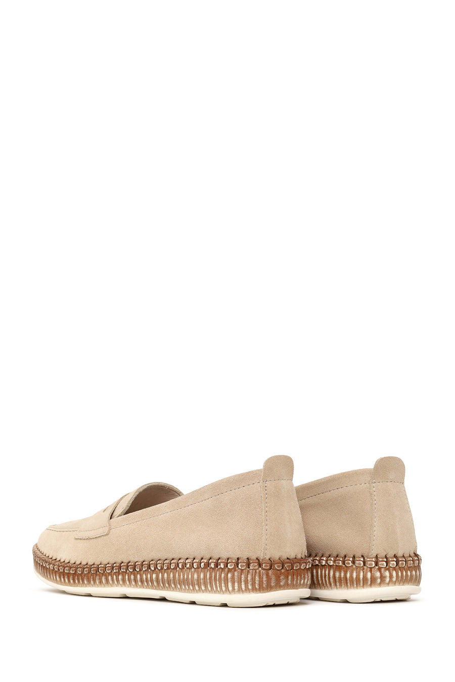 Woman Beige Suede Loafer