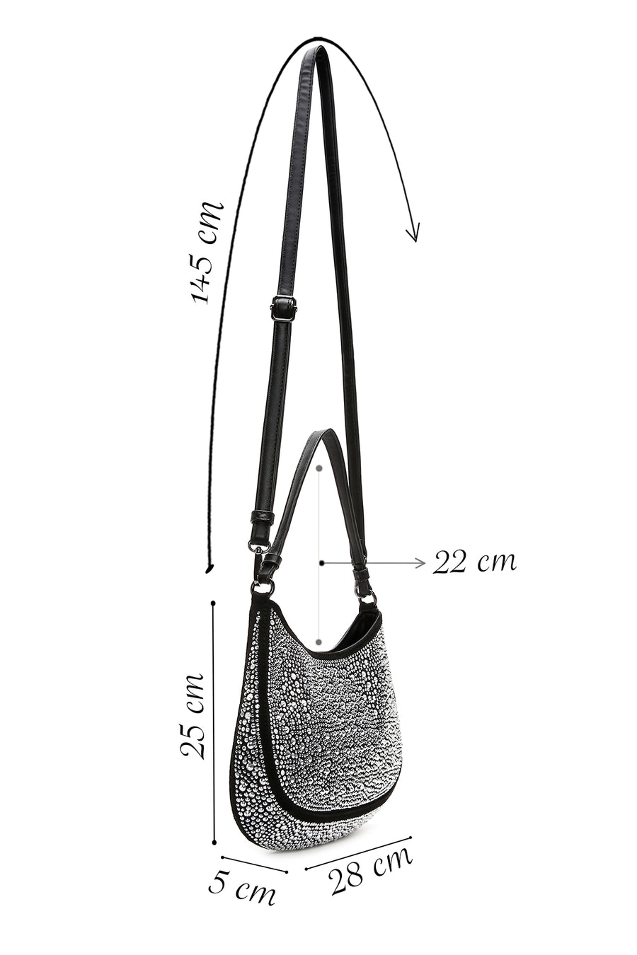 Women's Black Stone Shoulder Bag