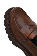 Kadın Kahverengi Kalın Tabanlı Deri Maskülen Loafer | Derimod