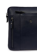 Men's Navy Leather Messenger Bag | Derimod