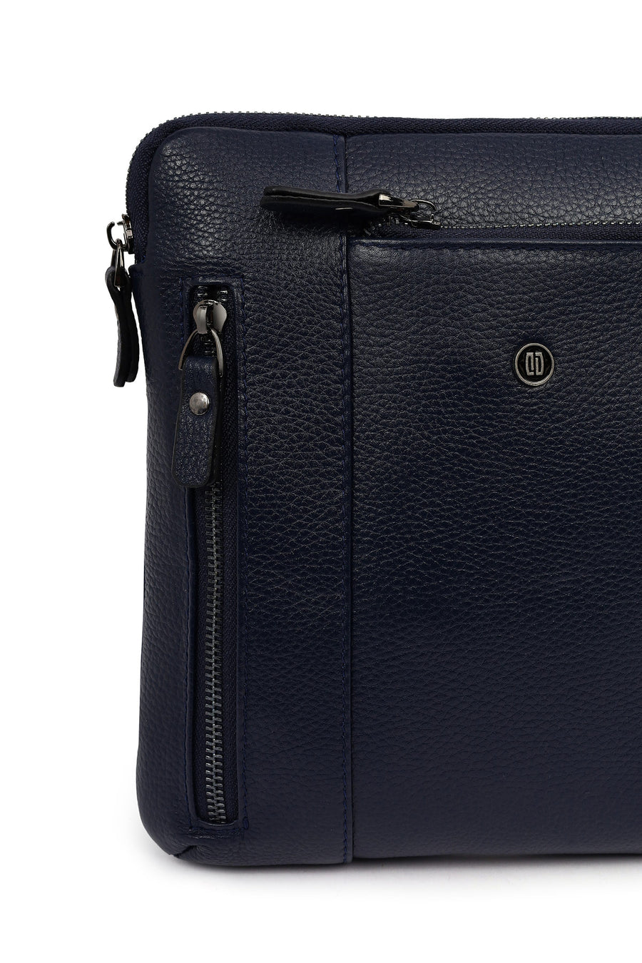 Men's Navy Leather Messenger Bag