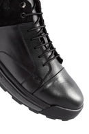 Men's Black Lace-Up Leather High Top Sneakers | Derimod