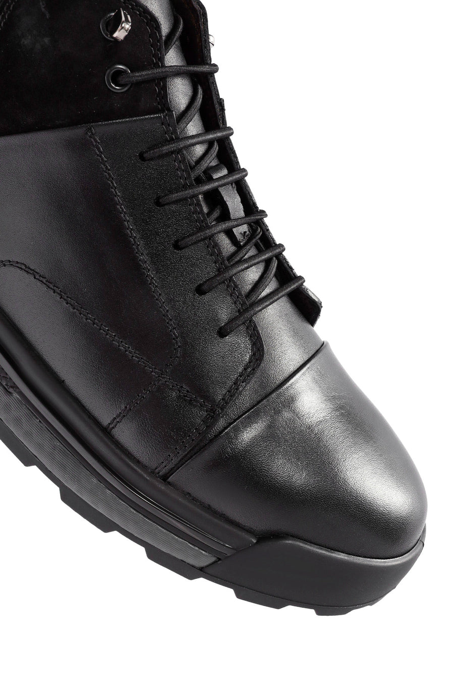 
Men's Black Lace-Up Ankle Leather Boot

