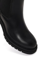 Woman Black Thick-Heeled Leather Chelsea Boots | Derimod