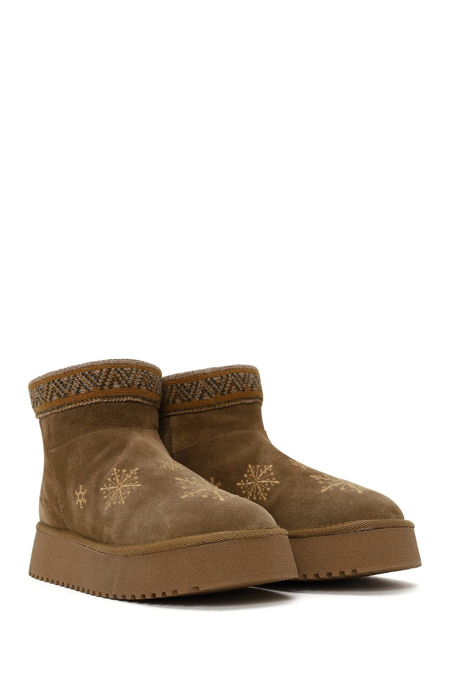 Woman Taba Patterned Suede Teddy Boots
