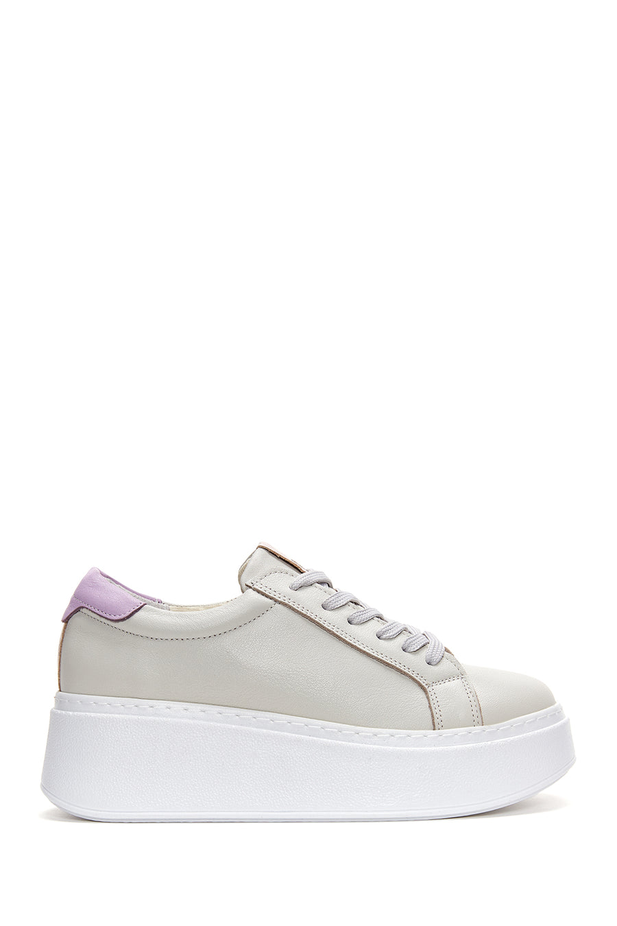 Women's Beige Leather Thick Soled Sneaker 22SFD371018 | Derimod
