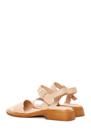 Women's Beige Leather Ankle Buckle Sandals | Derimod