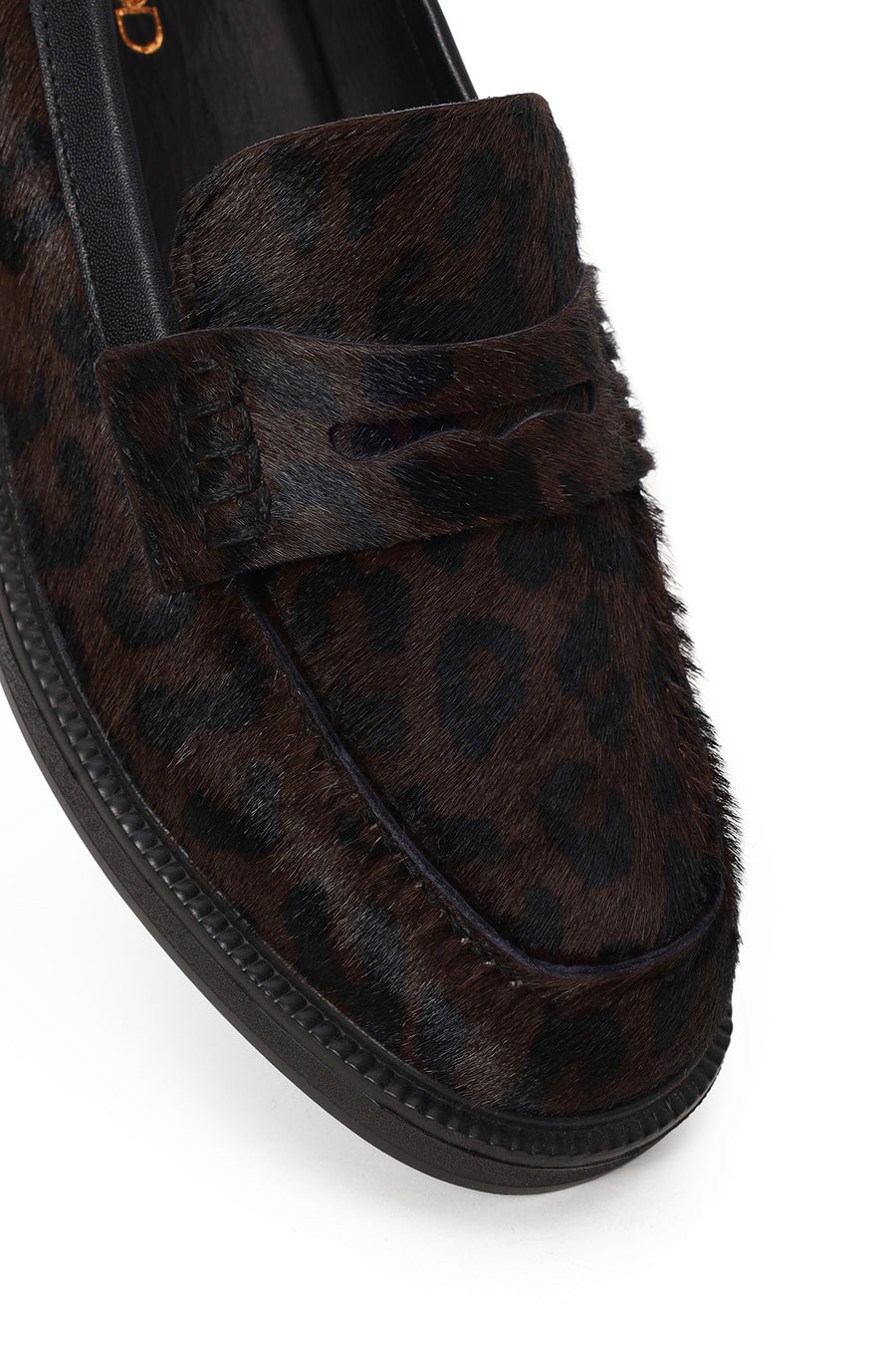 Kadın Leopar Desenli Tüylü Deri Maskülen Loafer