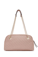 Women's Beige Chain Strap Quilted Shoulder Bag | Derimod