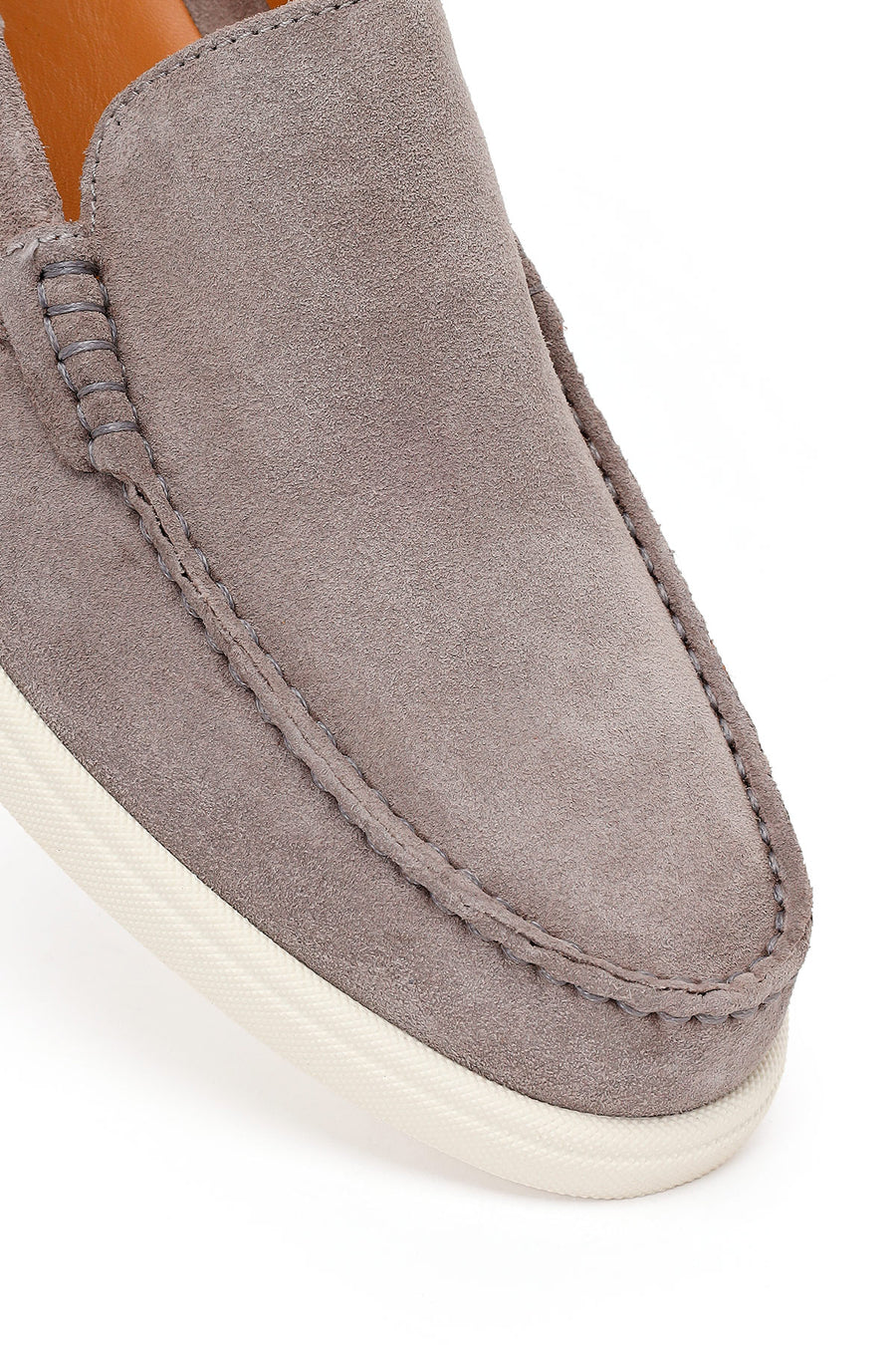 Erkek Gri Süet Deri Loafer