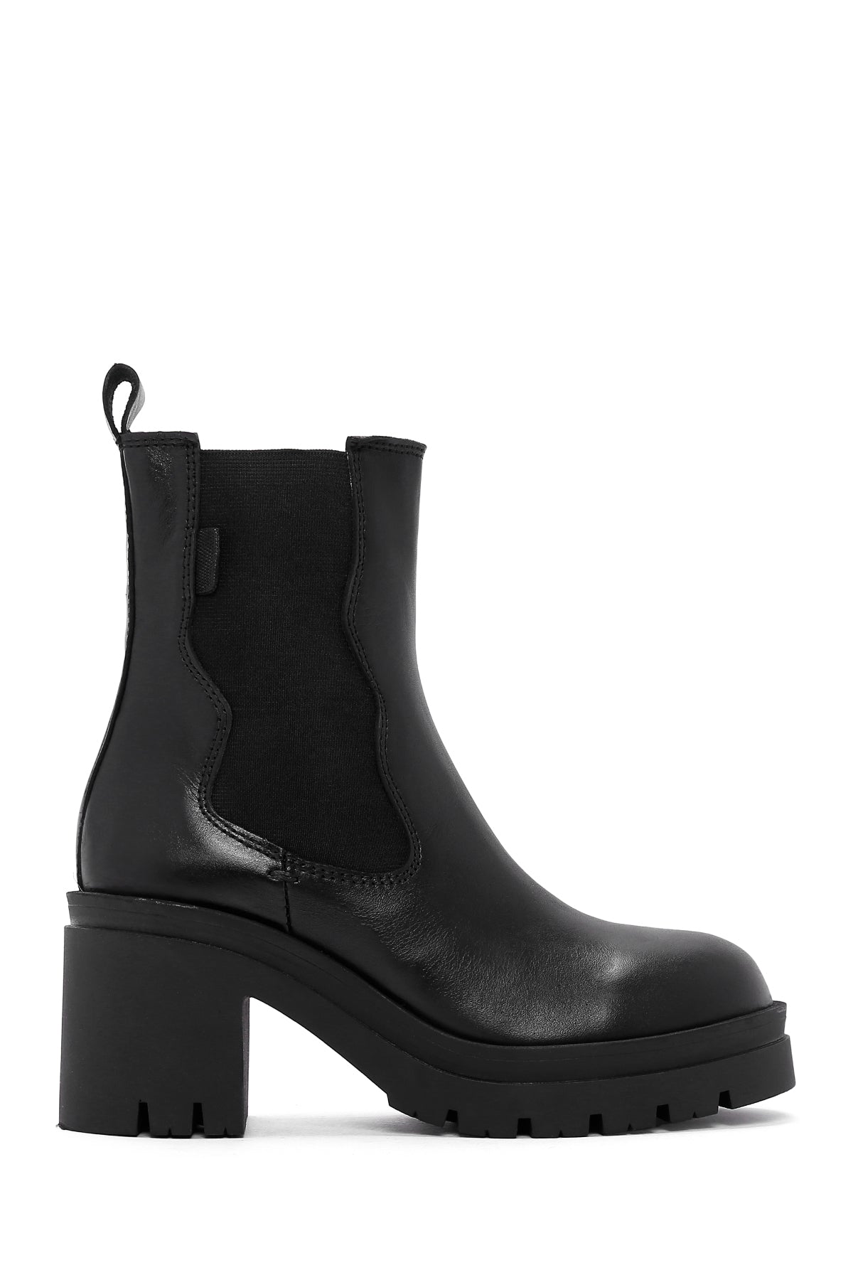 Women's Black Leather Heeled Chelsea Boots 23WFD191118 | Derimod