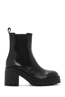 Women's Black Leather Heeled Chelsea Boots | Derimod