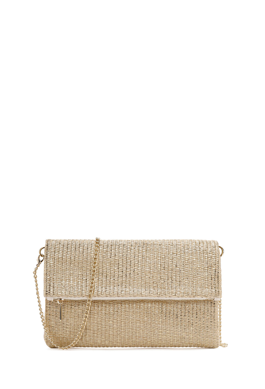 Women's Beige Long Chain Strap Straw Clutch Bag 24SBD2217M7 | Derimod