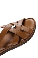 Women's Tan Leather Comfort Sandals | Derimod