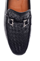 Erkek Siyah Deri Örgülü Casual Loafer | Derimod