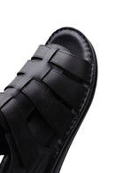 Men's Black Leather Casual Sandals | Derimod