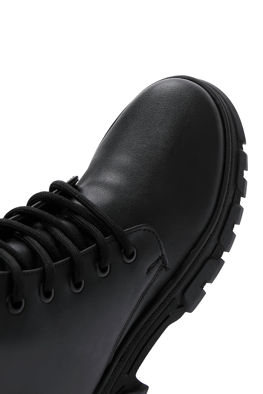 Women's Black Lace-Up Zipper Detailed Combat Boots