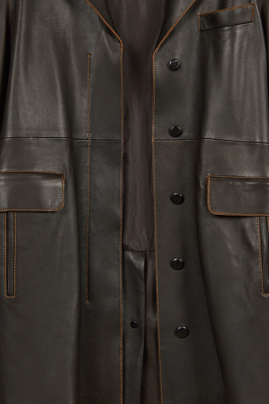 Belinda Woman Black Vintage Leather Trench Coat