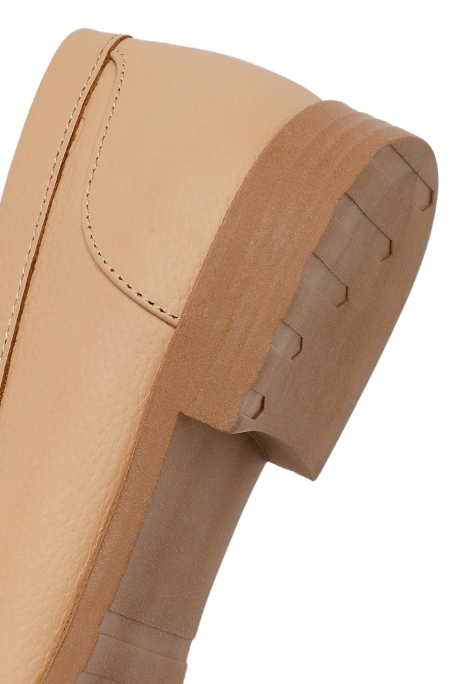 Woman Beige Buckled Masculine Leather Loafer